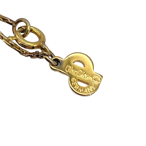CHRISTIAN DIOR NECKLACE CD LOGO RHINESTONE GOLD ACCESSORY 90326685