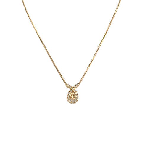 CHRISTIAN DIOR NECKLACE CD LOGO RHINESTONE GOLD ACCESSORY 90326687