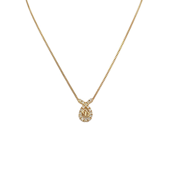 CHRISTIAN DIOR NECKLACE CD LOGO RHINESTONE GOLD ACCESSORY 90326687