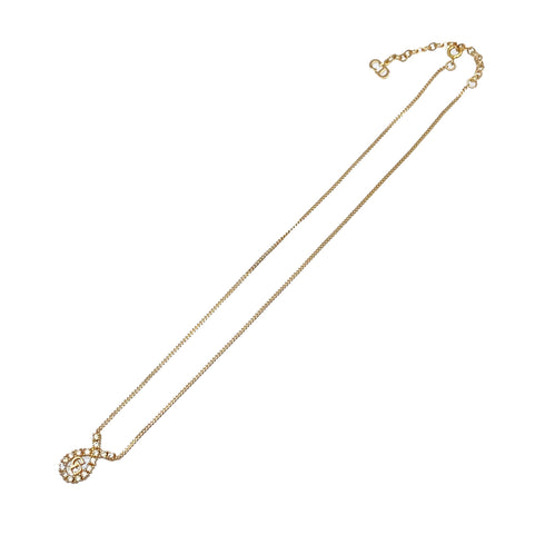 CHRISTIAN DIOR NECKLACE CD LOGO RHINESTONE GOLD ACCESSORY 90326687