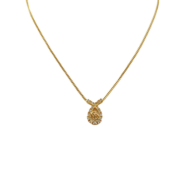 CHRISTIAN DIOR NECKLACE CD LOGO RHINESTONE GOLD ACCESSORY 90326690
