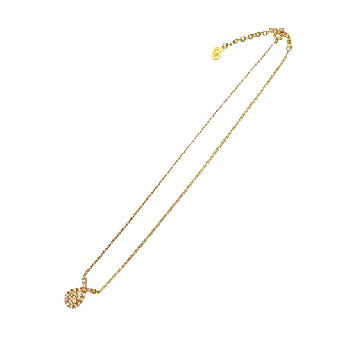 CHRISTIAN DIOR NECKLACE CD LOGO RHINESTONE GOLD ACCESSORY 90326690