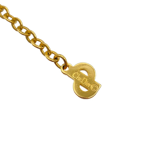 CHRISTIAN DIOR NECKLACE CD LOGO RHINESTONE GOLD ACCESSORY 90326690