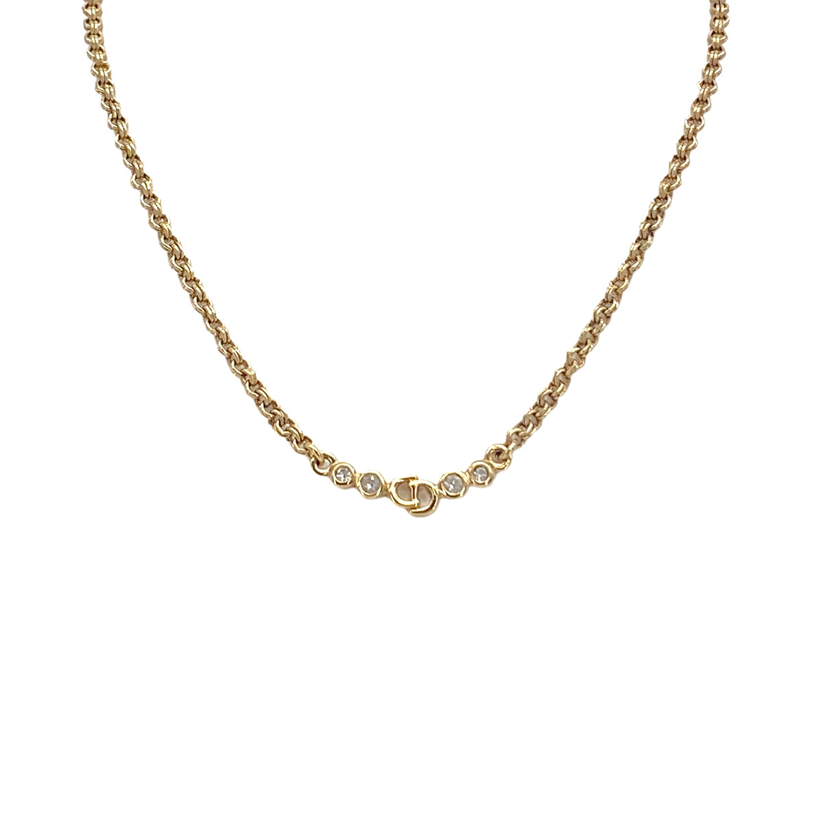 CHRISTIAN DIOR NECKLACE CD LOGO RHINESTONE GOLD ACCESSORY 90326692