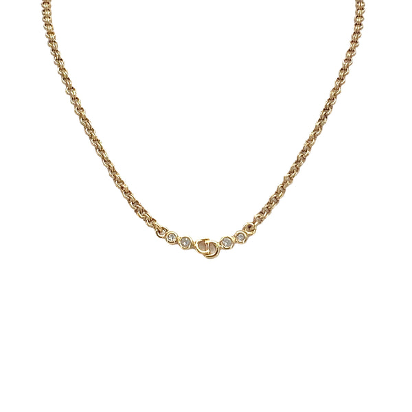 CHRISTIAN DIOR NECKLACE CD LOGO RHINESTONE GOLD ACCESSORY 90326692
