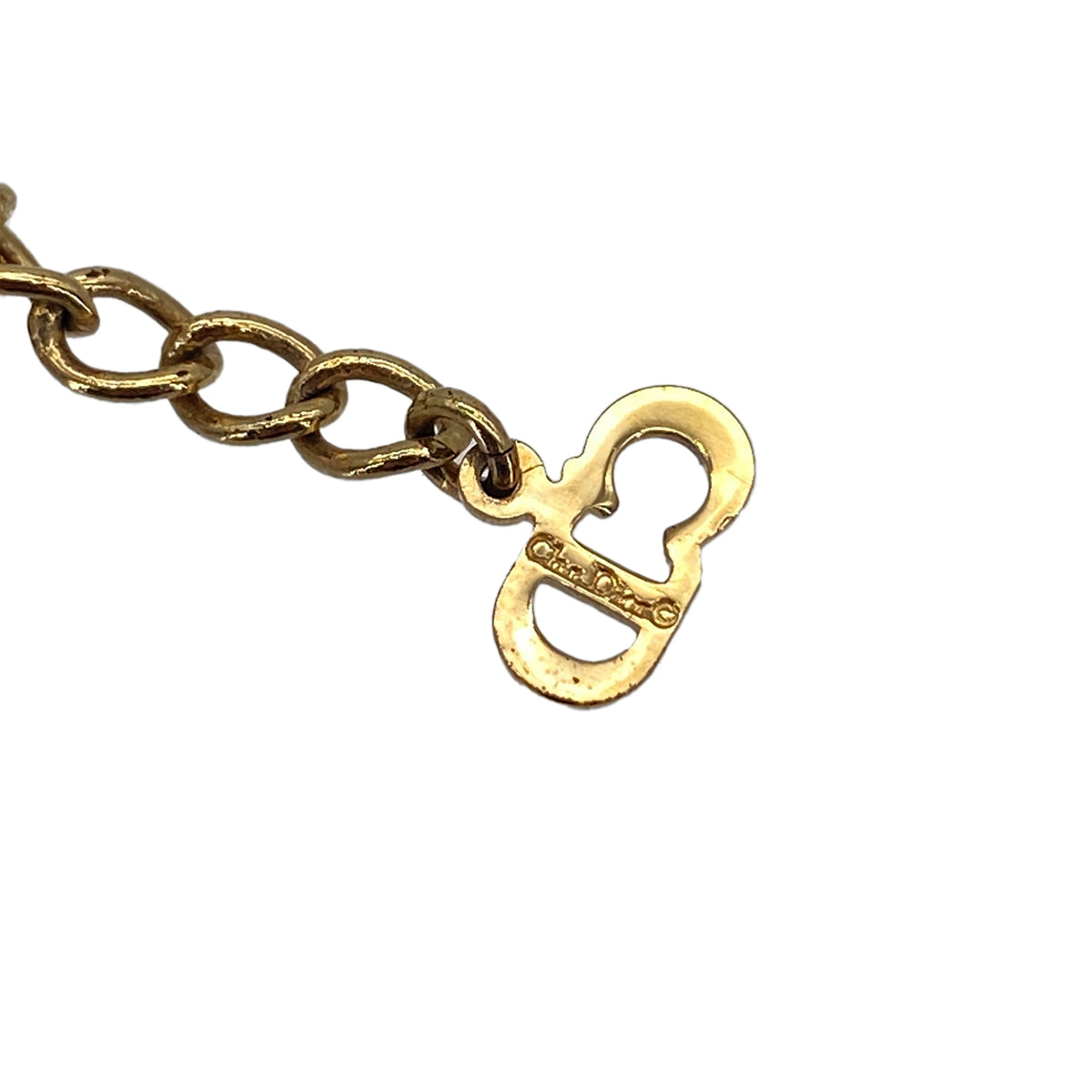 CHRISTIAN DIOR NECKLACE CD LOGO RHINESTONE GOLD ACCESSORY 90326692