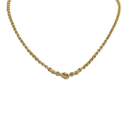 CHRISTIAN DIOR NECKLACE CD LOGO RHINESTONE GOLD ACCESSORY 90326700