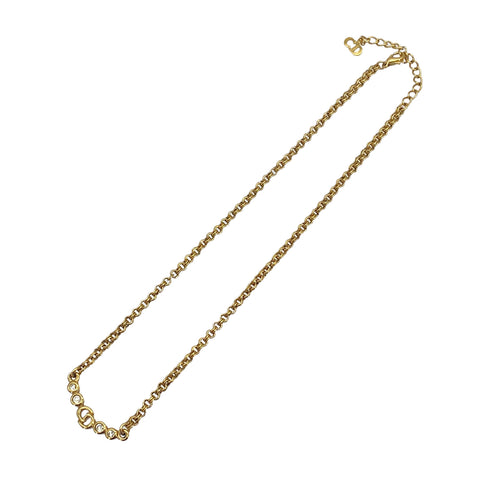 CHRISTIAN DIOR NECKLACE CD LOGO RHINESTONE GOLD ACCESSORY 90326700