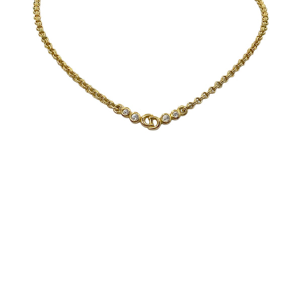 CHRISTIAN DIOR NECKLACE CD LOGO RHINESTONE GOLD ACCESSORY 90322194