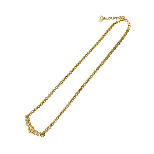 CHRISTIAN DIOR NECKLACE CD LOGO RHINESTONE GOLD ACCESSORY 90322194