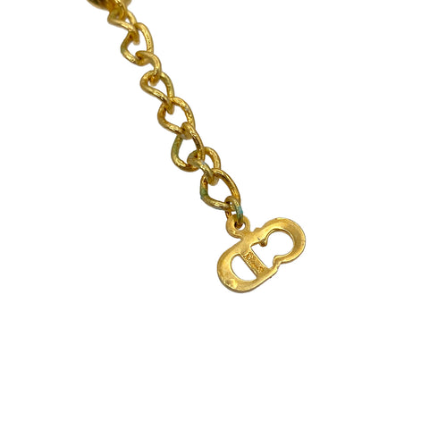 CHRISTIAN DIOR NECKLACE CD LOGO RHINESTONE GOLD ACCESSORY 90322194