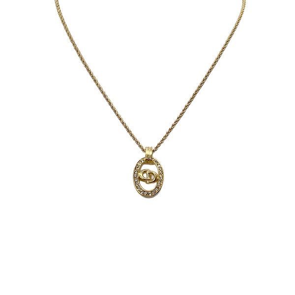CHRISTIAN DIOR NECKLACE CD LOGO RHINESTONE GOLD ACCESSORY 90322209