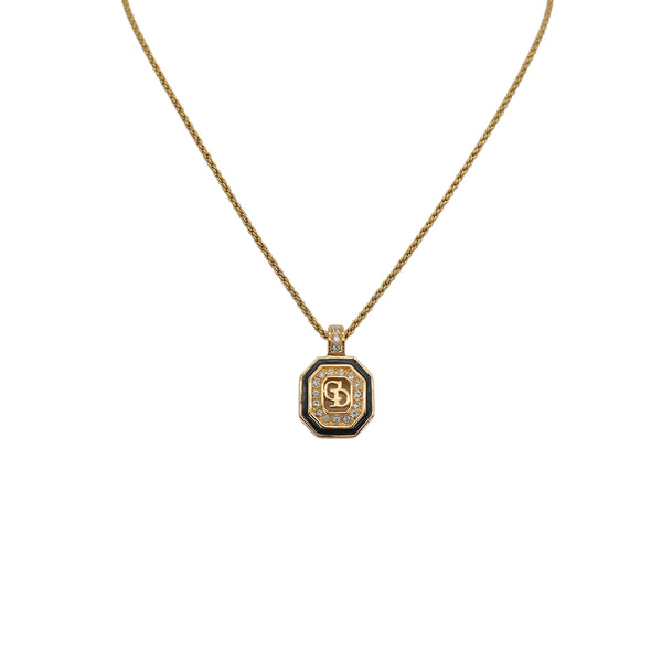 CHRISTIAN DIOR NECKLACE CD LOGO RHINESTONE GOLD ACCESSORY 90323215