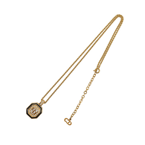 CHRISTIAN DIOR NECKLACE CD LOGO RHINESTONE GOLD ACCESSORY 90323215