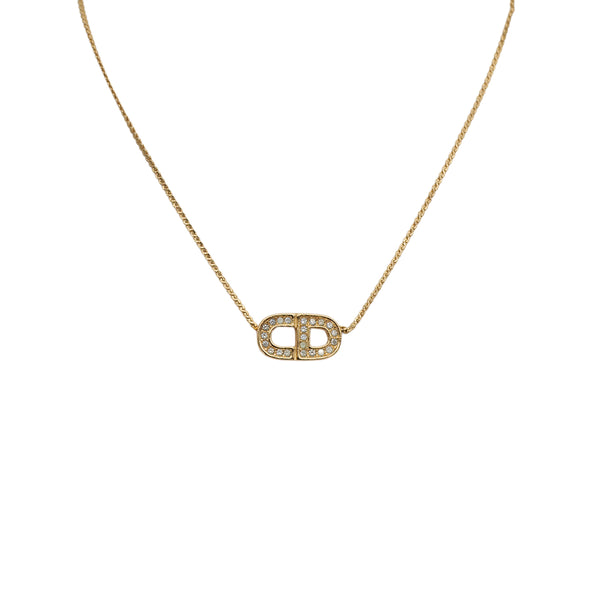 CHRISTIAN DIOR NECKLACE CD LOGO RHINESTONE GOLD ACCESSORY 90323216