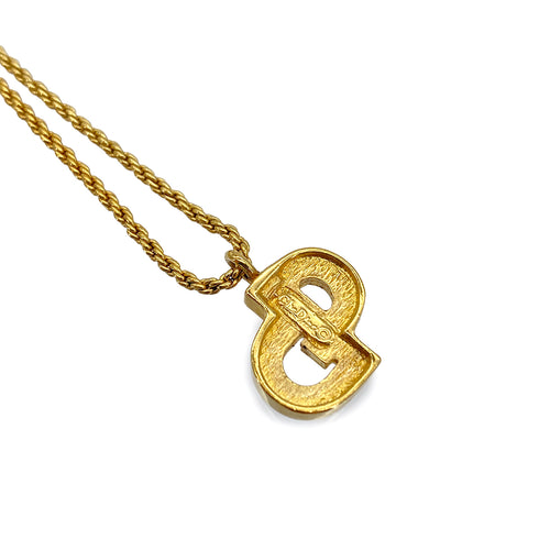 CHRISTIAN DIOR NECKLACE CD LOGO RHINESTONE GOLD ACCESSORY 90324648