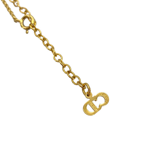 CHRISTIAN DIOR NECKLACE CD LOGO RHINESTONE GOLD ACCESSORY 90324648