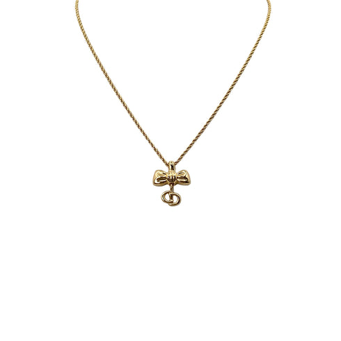 CHRISTIAN DIOR NECKLACE CD LOGO RIBBON GOLD ACCESSORY 90322216