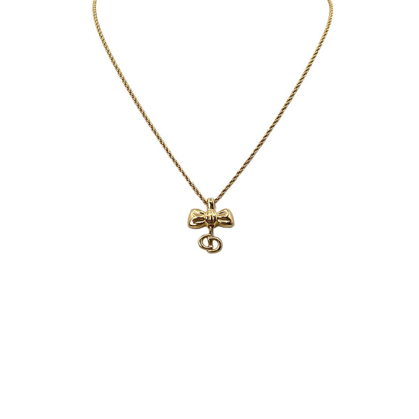 CHRISTIAN DIOR NECKLACE CD LOGO RIBBON GOLD ACCESSORY 90322216