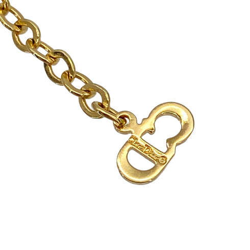 CHRISTIAN DIOR NECKLACE CD LOGO SQUARE RHINESTONE GOLD ACCESSORY 90322180
