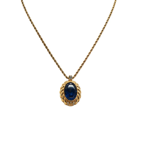 CHRISTIAN DIOR NECKLACE COLOR STONE RHINESTONE BLUE GOLD ACCESSORY 90322214