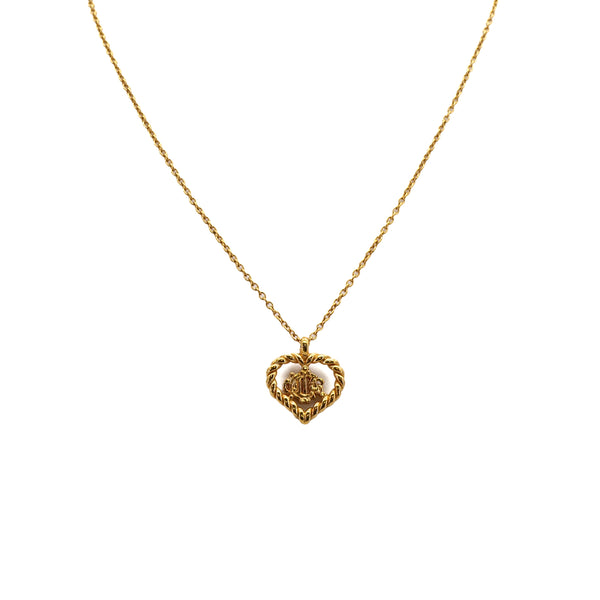 CHRISTIAN DIOR NECKLACE EMBLEM LOGO HEART GOLD ACCESSORY 90322187