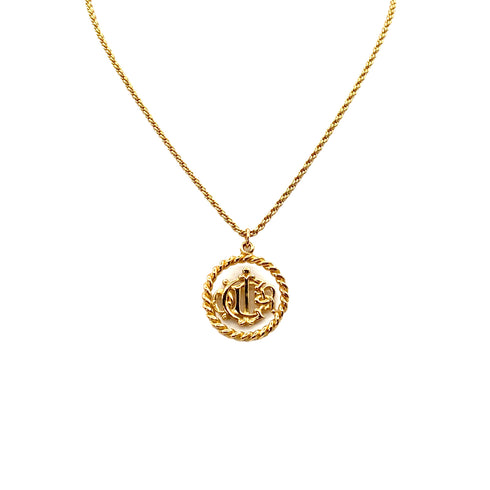 CHRISTIAN DIOR NECKLACE EMBLEM ROUND LOGO GOLD ACCESSORY 90322185