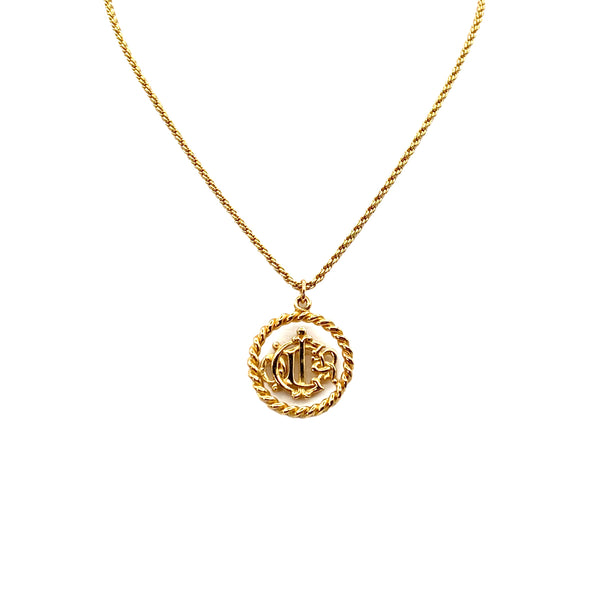CHRISTIAN DIOR NECKLACE EMBLEM ROUND LOGO GOLD ACCESSORY 90322185