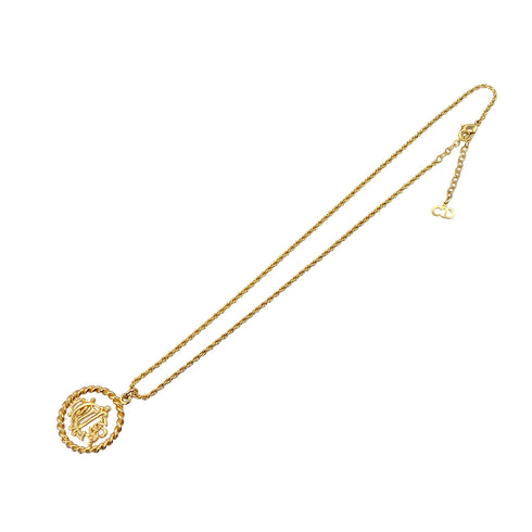 CHRISTIAN DIOR NECKLACE EMBLEM ROUND LOGO GOLD ACCESSORY 90322185