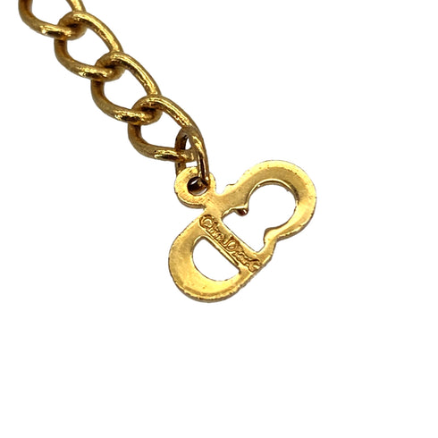 CHRISTIAN DIOR NECKLACE HEART LOGO RHINESTONE GOLD ACCESSORY 90326693
