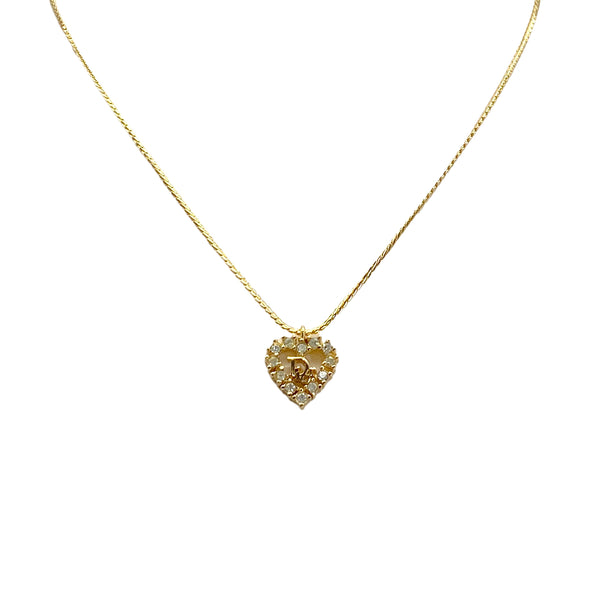 CHRISTIAN DIOR NECKLACE LOGO HEART RHINESTONE GOLD ACCESSORY 90321774