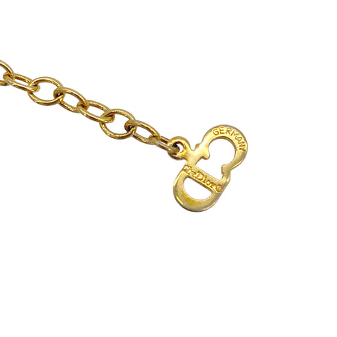 CHRISTIAN DIOR NECKLACE LOGO HEART RHINESTONE GOLD ACCESSORY 90322208