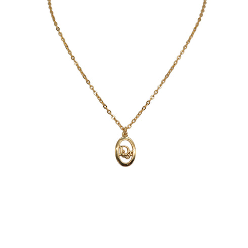 CHRISTIAN DIOR NECKLACE LOGO OVAL GOLD ACCESSORY 90323212