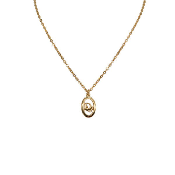 CHRISTIAN DIOR NECKLACE LOGO OVAL GOLD ACCESSORY 90323212