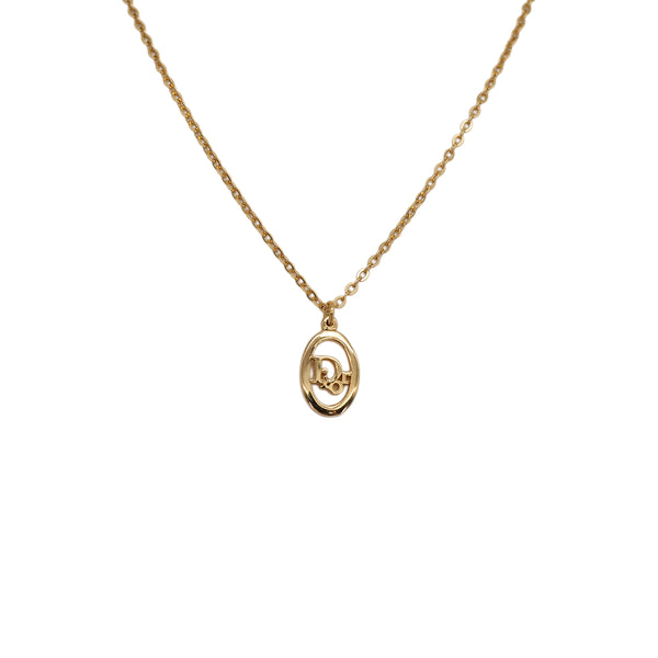 CHRISTIAN DIOR NECKLACE LOGO OVAL GOLD ACCESSORY 90323217
