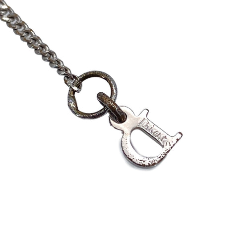 CHRISTIAN DIOR NECKLACE LOGO RHINESTONE SILVER ACCESSORY 90326697