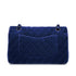 CHANEL CLASSIC FLAP MEDIUM CHAIN SHOULDER BAG BLUE VELOR BLACK HARDWARE 90311836
