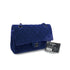 CHANEL CLASSIC FLAP MEDIUM CHAIN SHOULDER BAG BLUE VELOR BLACK HARDWARE 90311836