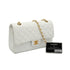 VINTAGE CHANEL CLASSIC FLAP MEDIUM CHAIN SHOULDER BAG WHITE LAMB SKIN GOLD HARDWARE 90334505
