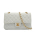 VINTAGE CHANEL CLASSIC FLAP MEDIUM CHAIN SHOULDER BAG WHITE LAMB SKIN GOLD HARDWARE 90334505