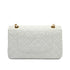 VINTAGE CHANEL CLASSIC FLAP MEDIUM CHAIN SHOULDER BAG WHITE LAMB SKIN GOLD HARDWARE 90334505