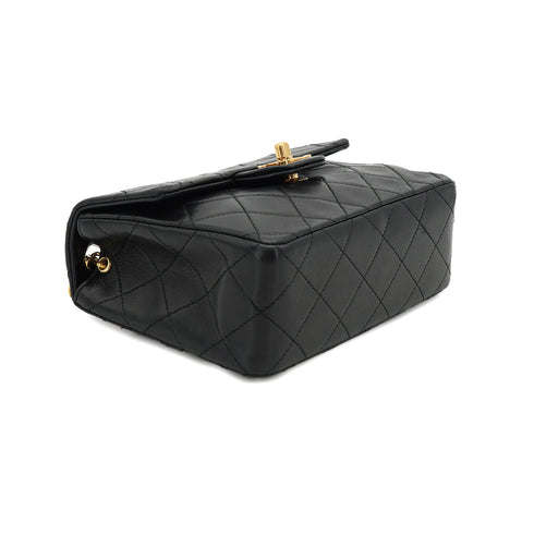 VINTAGE CHANEL MINI SQUARE 17 CHAIN SHUOLDER BAG BLACK LAMB SKIN GOLD HARDWARE 90327391