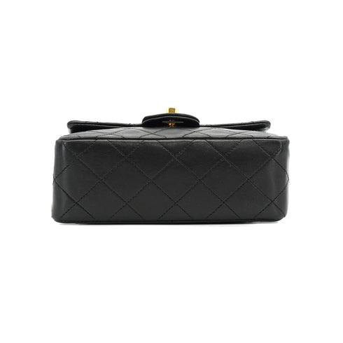 VINTAGE CHANEL MINI SQUARE 17 CHAIN SHUOLDER BAG BLACK LAMB SKIN GOLD HARDWARE 90327391