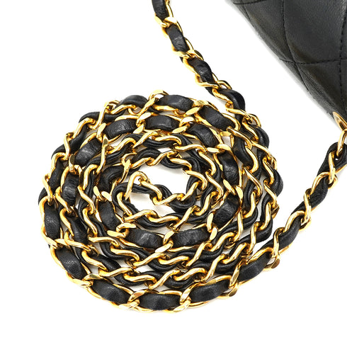 VINTAGE CHANEL MINI SQUARE 17 CHAIN SHUOLDER BAG BLACK LAMB SKIN GOLD HARDWARE 90327391