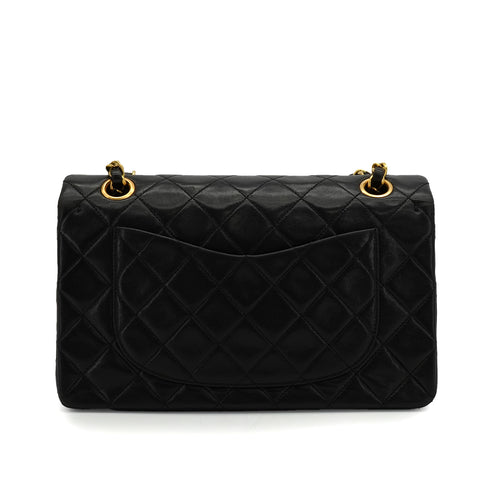 VINTAGE CHANEL CLASSIC FLAP SMALL CHAIN SHOULDER BAG BLACK LAMB SKIN GOLD HARDWARE 90340133