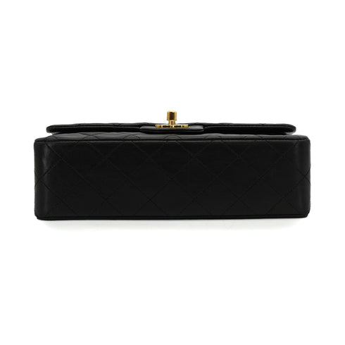 VINTAGE CHANEL CLASSIC FLAP SMALL CHAIN SHOULDER BAG BLACK LAMB SKIN GOLD HARDWARE 90340133
