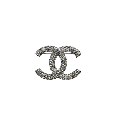 CHANEL COCOMARK RHINESTONE BROOCH SILVER ACCESSORY B18S 90335902