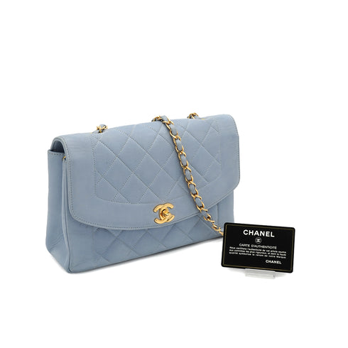 VINTAGE CHANEL MATELASSE CHAIN SHOULDER BAG LIGHT BLUE LAMB SKIN GOLD HARDWARE 90334503