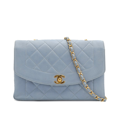 VINTAGE CHANEL MATELASSE CHAIN SHOULDER BAG LIGHT BLUE LAMB SKIN GOLD HARDWARE 90334503