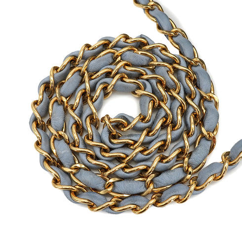 VINTAGE CHANEL MATELASSE CHAIN SHOULDER BAG LIGHT BLUE LAMB SKIN GOLD HARDWARE 90334503
